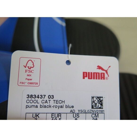 Puma 383437 03 Men's Sz 9 Puma Black/Royal Blue Cool Cat Tech Slides - Picture 4 of 11